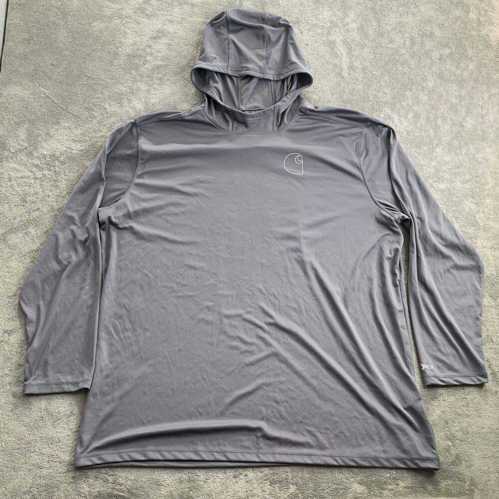 Carhartt Force Sun Defender Hoodie Mens XXL Gray Performance Stretch UPF Outdoor